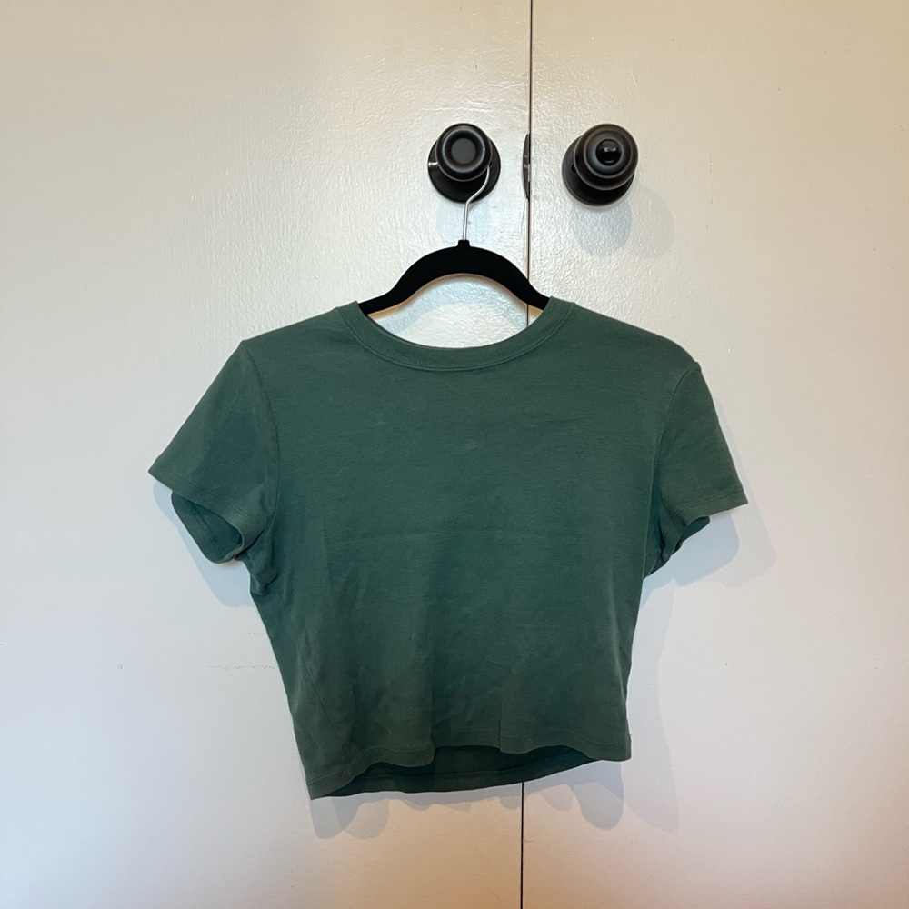 Hollister Green Fitted Crop T-Shirt